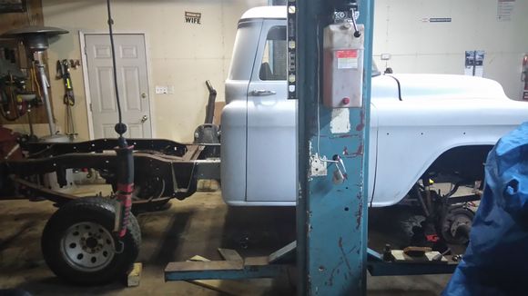 Cab sitting on the 1983 chassis