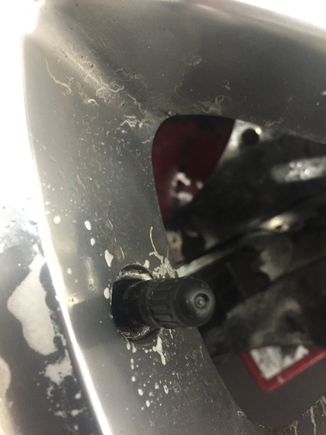 New stem and some dirt/corrosion removed from around hole in the wheel and a little bit of bead sealer on the inner side of the hole and no more leaks.....