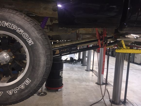 Bars in, and about same angle as driveshaft...granted the  truck was on a lift, but...