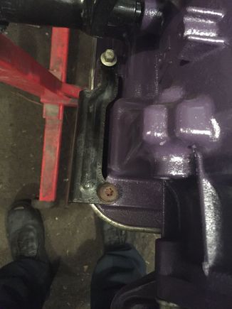 And trans shift cable bracket half installed, misplaced one of the bolts for it