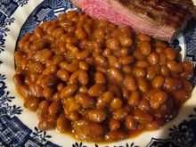 Ribeye and beans. 