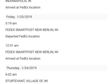 My package is on a tour of the east Midwest 