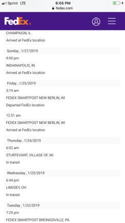 My package is on a tour of the east Midwest 