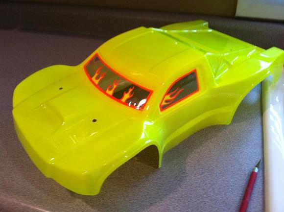 Customer wanted a simple flo yellow..  I had to add a little flames.
