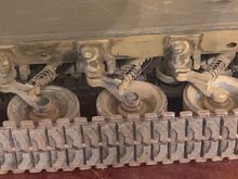 Closer look at the suspension from the bottom side. Front of tank is to the left.