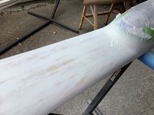 Good illustration of how well Klass Kote sands. Note the bare spots showing the high spots.