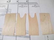 These are the plywood dihedral braces that are shown in the plan.  The outer dihedral brace is 1/16" thick while the inner dihedral brace is 1/8".