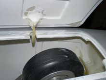 Nose wheel aligned with relief in gear door above so the door will close fully. 