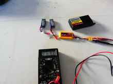 Voltage check of the new 2S/300mA pack.
