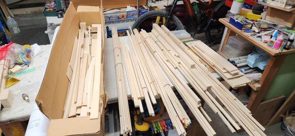 I spent some time sorting my lumber before starting so that I could find what I had.These are some of the stick bundles, I may have to get my table saw out but I shouldn't need to buy much extra wood.