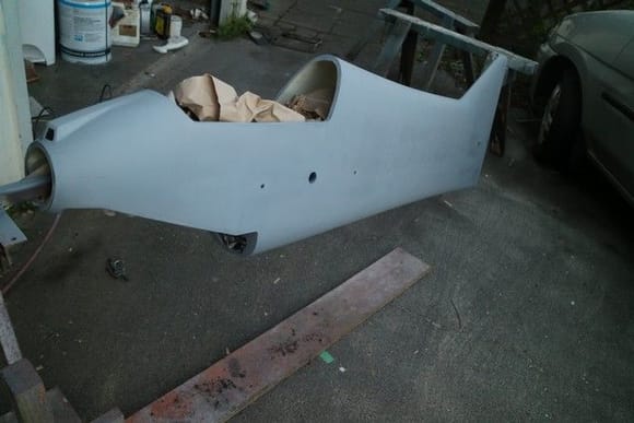 Got some undercoat on the fuselage. This gives me an idea of what I'm up for.  Looks OK though.