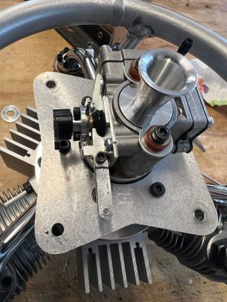 Completed choke lever (OK, it's really not a choke is it?  It's a fuel passage opener).  I made sure it wouldn't bind even if you operate the throttle with the choke lever engaged.