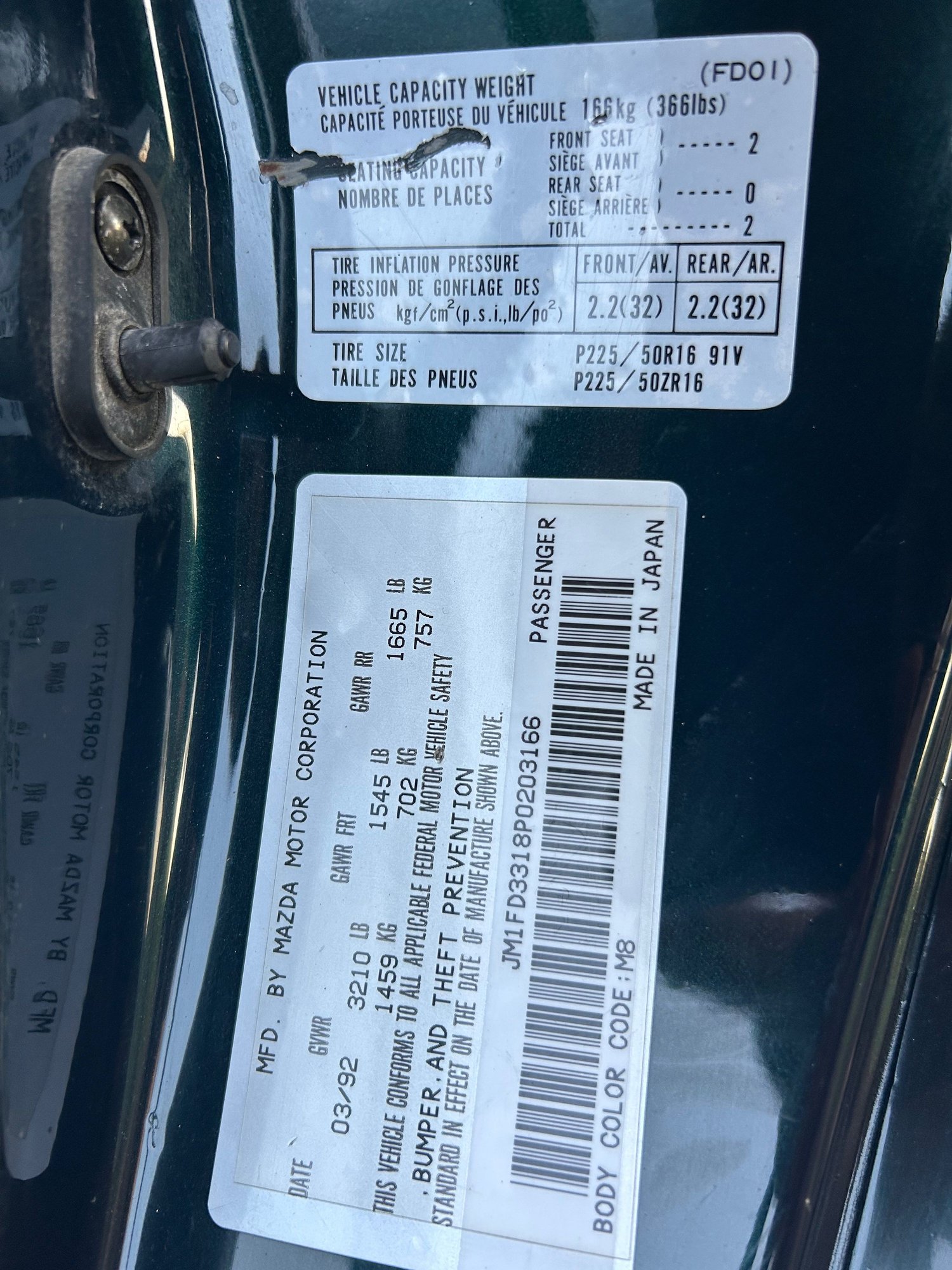 1993 Mazda RX-7 - 1993 RX-7 Manual Montego Blue Touring - Factory repaint, fresh street port rotary - Used - VIN JM1FD3318P0203166 - 83,000 Miles - Other - 2WD - Manual - Coupe - Blue - Calgary, AB T1B4C3, Canada