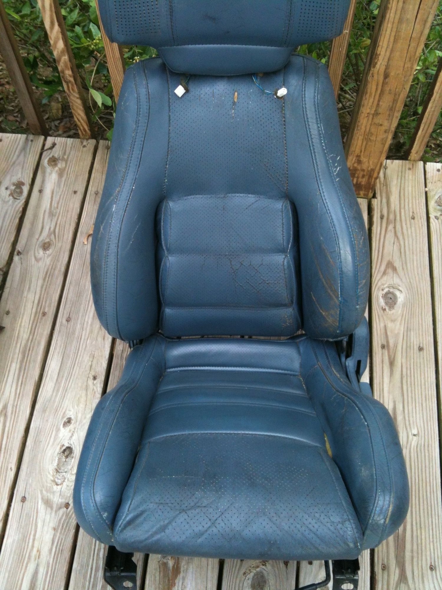 Interior/Upholstery - Pair of Blue leather convertible seats (with headsets) and rails - Used - 1988 to 1991 Mazda RX-7 - Nashville, TN 37212, United States