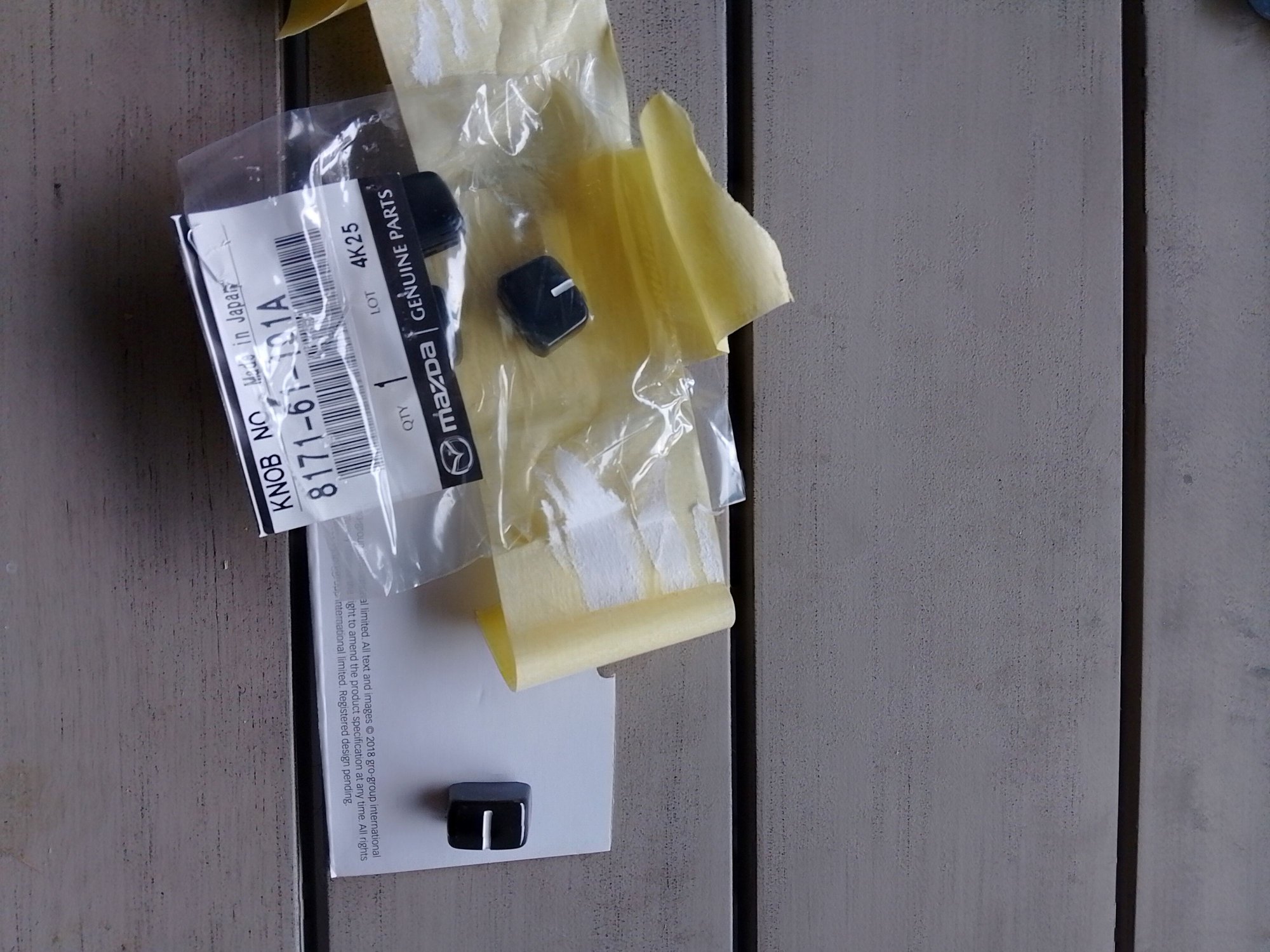 Mazda air vent control buttons from South Australia.  Two will replace those on Breezy which are very worn.