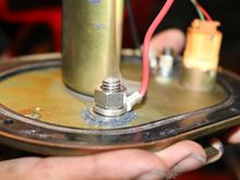 Next time I would use longer threaded rod to be able to double nut the terminal so it's more "removable". The in-tank wires are mil spec 12AWG PTFE insulated wires.