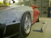 Shine 30mm front fenders. 17 by 9  35 wheels all the way around sitting on 255/40/17 re11