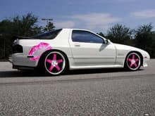 Was thinking of pink wheel minus kiss but decided on white on white
