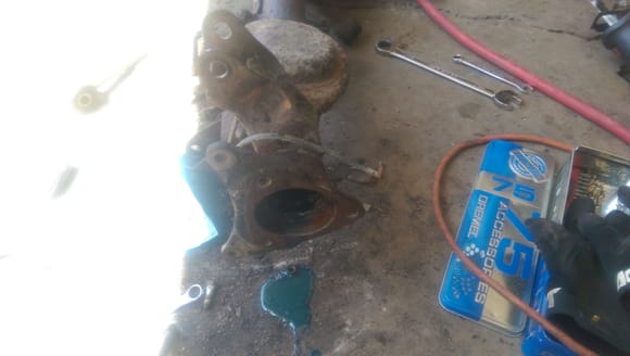After getting the first axle out, had to cut the brake line there since it was so rusted into the soft line union.