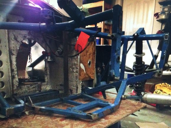 Cut away all gone bent chassis bars to fit hood