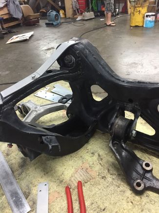 Added bracing to the strengthen The lower control arm.