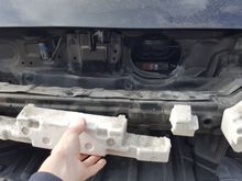 The styrofoam energy absorber was damaged and I removed the intake sock and VFAD. The radiator air scoop is fine, just some plastic scrapes that probably where already there. I observed some prior, and it's not a problem.