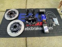 EBC Balance Brake Kit. Ive became friends with EBC for awhile now. Been to their UK headquarters before going to Isle of Man for the TT. Been to SEMA with them for a few years. One year the told me they made a BBK for the RX8; Had to get one.