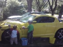 my boys helping me clean the 8