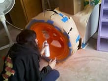 my wife painting wheels