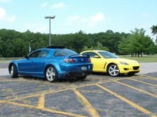Blue & Yellow RX8s in Bridgman, Michigan