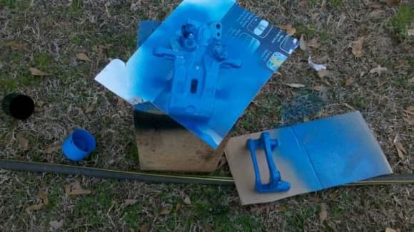 (3/12/11) Painting my calipers blue.