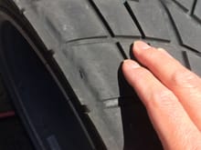 Deformation on the inside of the tire with blow-out