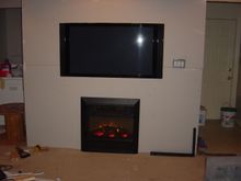 TV and fireplace mocked up
