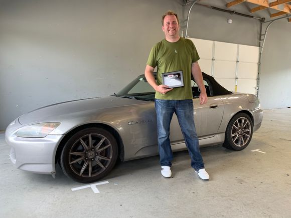 Mikey posing with his trophy and TT challenger