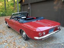 1964 Corvair Monza convertible 110 h.p. engine, powerglide (2 speed automatic) transmission. Just turned over 100,000 miles last year. Had to add that one in the gallery.