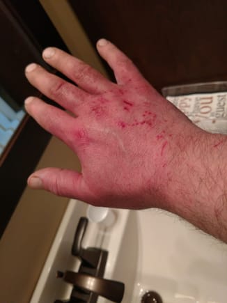 My hand after trying 23 ways to do it.  
22 Failed.
No room to wear gloves