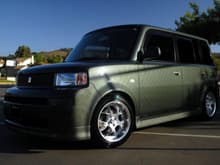 Scion XB Metallic Camo Camouflage rims lowered NBK wheels coilovers green bb