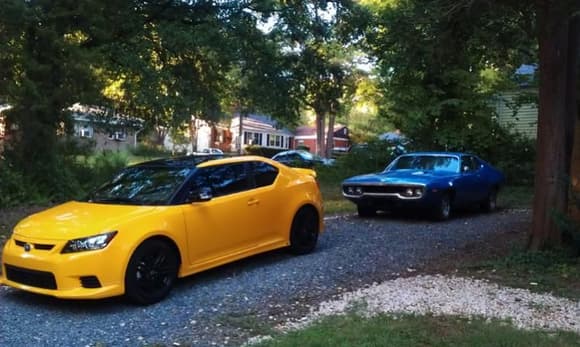 2012 Scion TC RS7 and my 1972 Plymouth Roadrunner