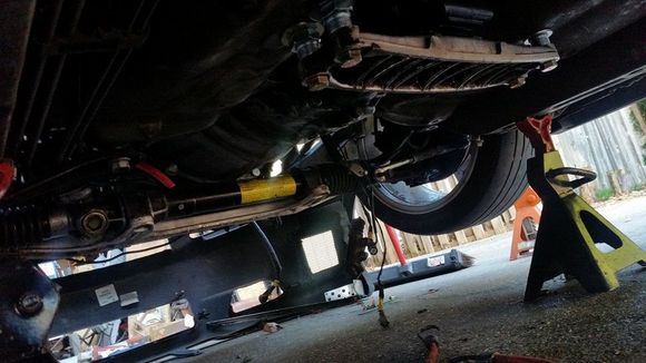 v8 motor supported and no longer needs jackstands to hold it or the trans up in the car.
