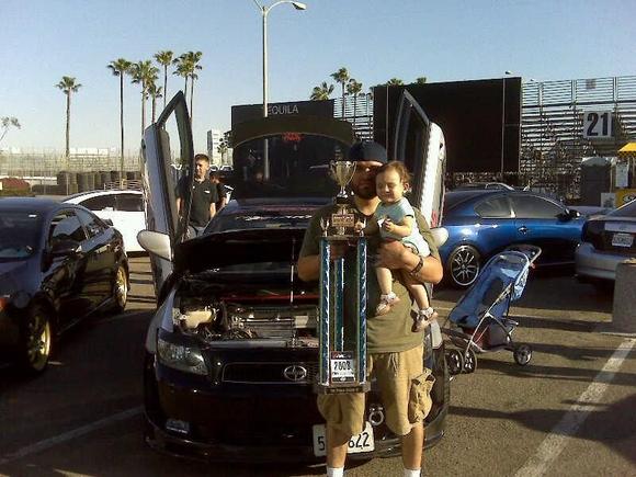 Scion VIP Formula Drift 1st place tC, this was the last show I ever entered my tC in, it took me about 4 years to finally win 1st place at any show, when I finally did this was it for me and retired the car from shows; now its just my daily driver til it blows up lol.....