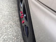Red wheel nuts