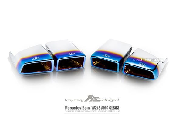 Fi Exhaust for Mercedes-Benz AMG W218 CLS63 - Titanium Blue Quad Tips.