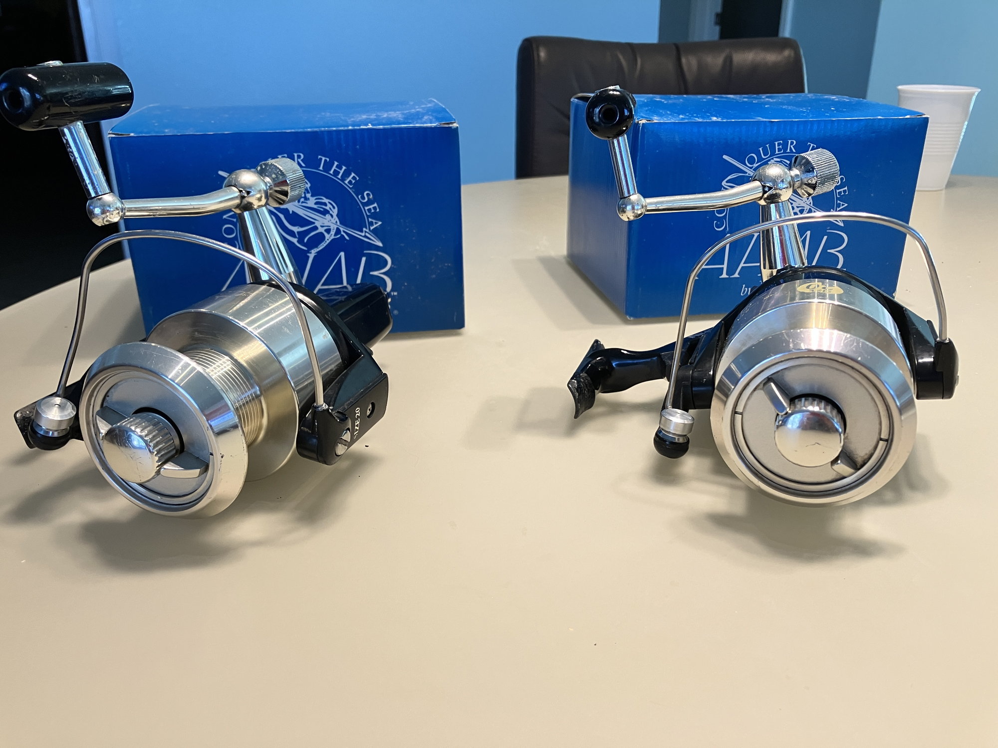 Fin-Nor Ahab 20 spinning reels and rods with original boxes. - The