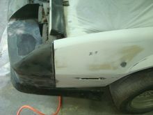 Blocking out the bondo work on the fender from a couple weeks ago. Still needs more work.
