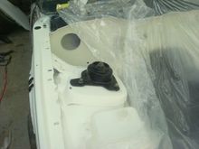 Passenger strut mount loosely installed.