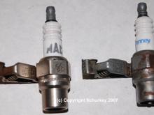 HEI spark tester on left, Ballast-resistor ignition system spark tester on right