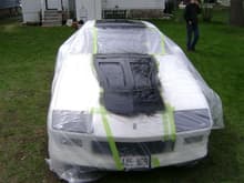 $30.00 Iroc stripes... blk auto paint, reducer, tape, plastic, and limited skills with spray gun.
