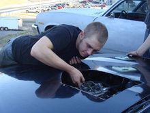 Cutting a hole for a shaker scoop makes tuning your carb at the drag strip much simpler lol