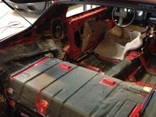 Going with hush mats, all new carpet, leather seats with the same material covering the new dash and headliner.