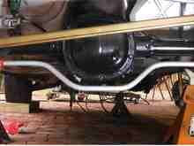 So with shocks and sway bar, just waiting for a couple of brake lines and the rear end is looking nice! 